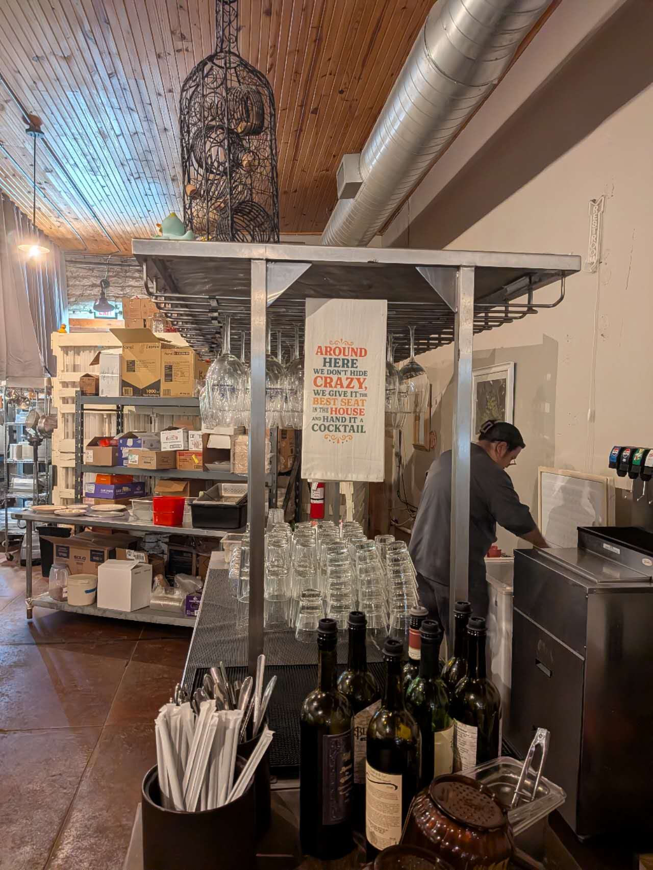Inside Blue Duck, the open kitchen keeps the work visible.